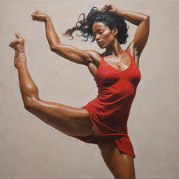 Create a powerful and inspiring painting that represents the power and strength of women, with the figures drawn in bold and commanding poses that embodies their resilience and power.