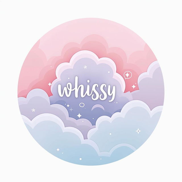 A circular logo featuring soft pastel tones of pink, lilac, and blue