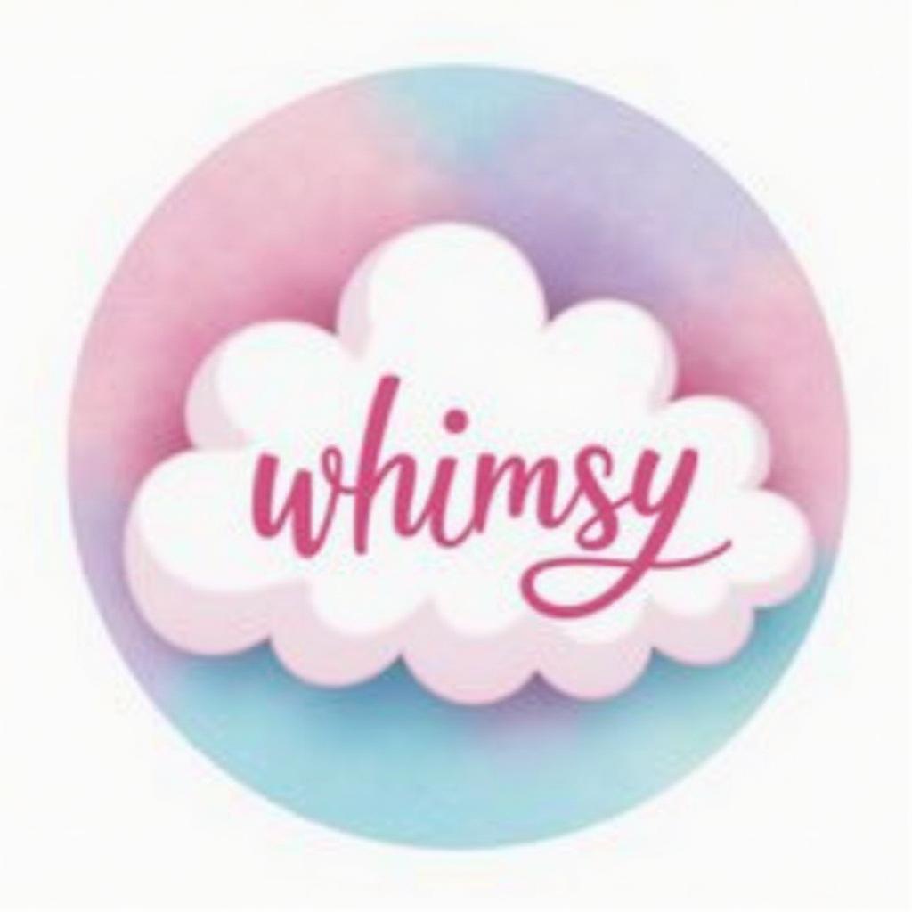 A circular logo featuring soft pastel tones of pink, lilac, and blue