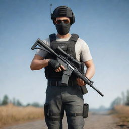 A professional PUBG player character named Sary, clad in Season 2 attire, holding an M416 gun.