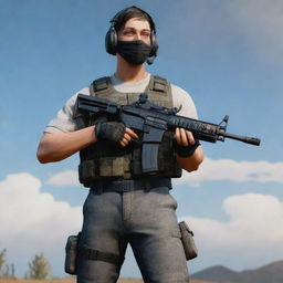 A professional PUBG player character named Sary, clad in Season 2 attire, holding an M416 gun.