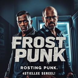 A captivating cover for a police series titled 'Frost Punk', inspired by 'Breaking Bad'