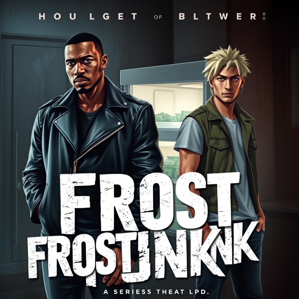 An intriguing cover design for a police series titled 'Frost Punk', inspired by 'Breaking Bad'