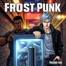 Anime-style cover for a police series titled 'Frost Punk', inspired by 'Breaking Bad'