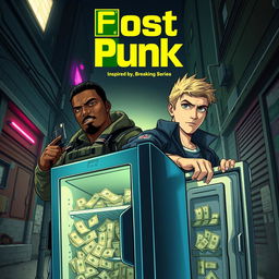 Anime-style cover for a police series titled 'Frost Punk', inspired by 'Breaking Bad'