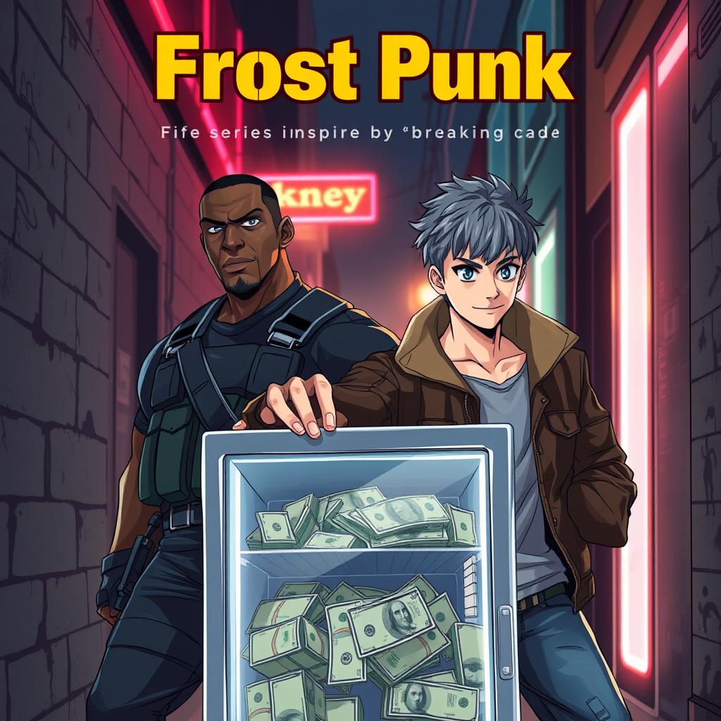 Anime-style cover for a police series titled 'Frost Punk', inspired by 'Breaking Bad'