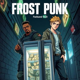 Anime-style cover for a police series titled 'Frost Punk', inspired by 'Breaking Bad'