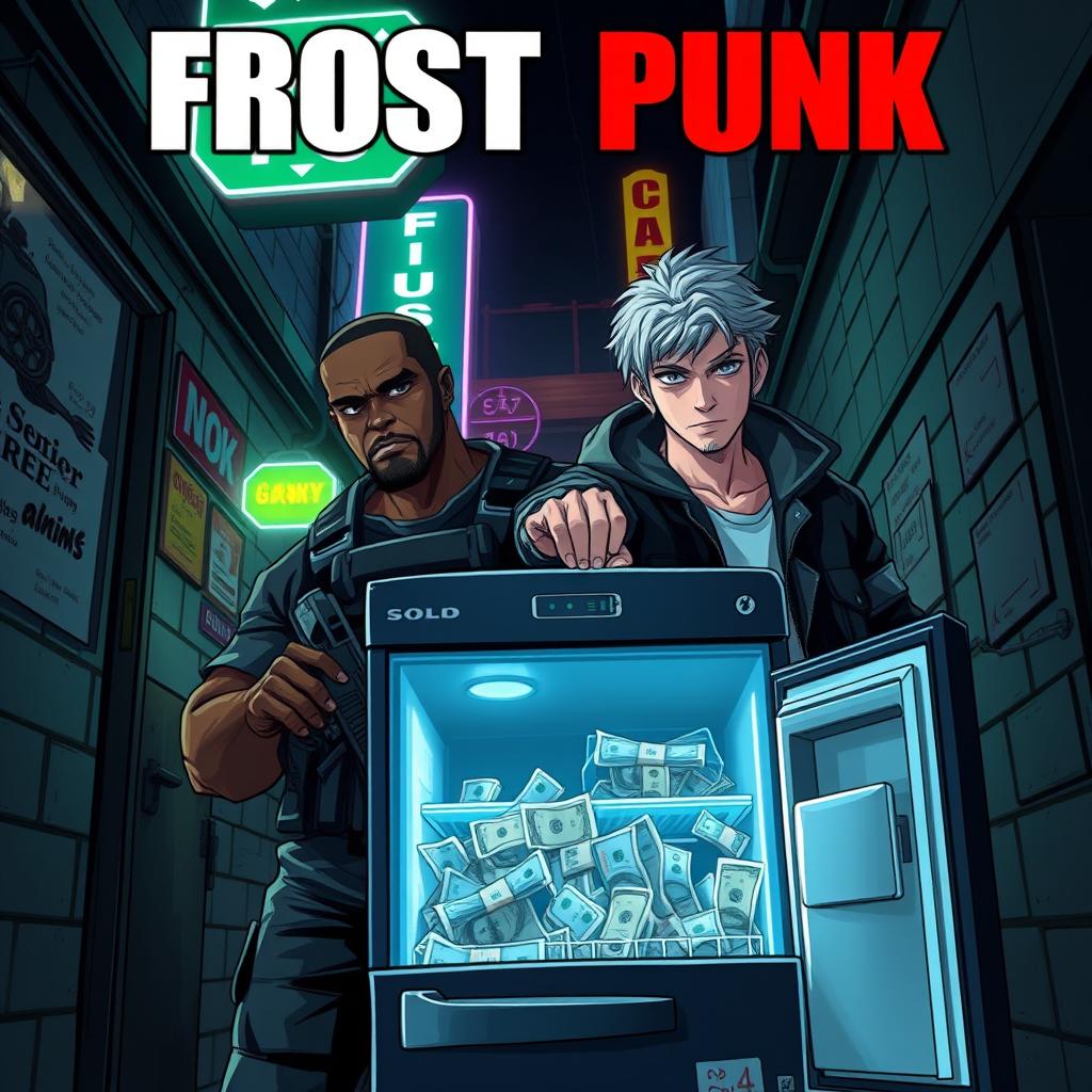 Anime-style cover for a police series titled 'Frost Punk', inspired by 'Breaking Bad'