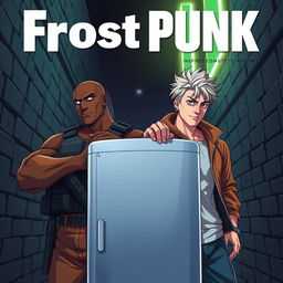 Anime-style cover for a police series named 'Frost Punk', inspired by 'Breaking Bad'