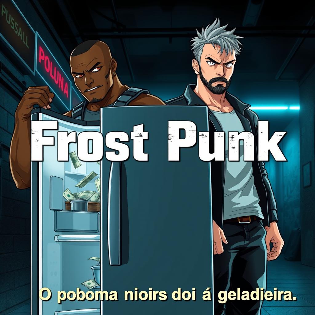 Anime-style cover for a police series titled 'Frost Punk', inspired by 'Breaking Bad'