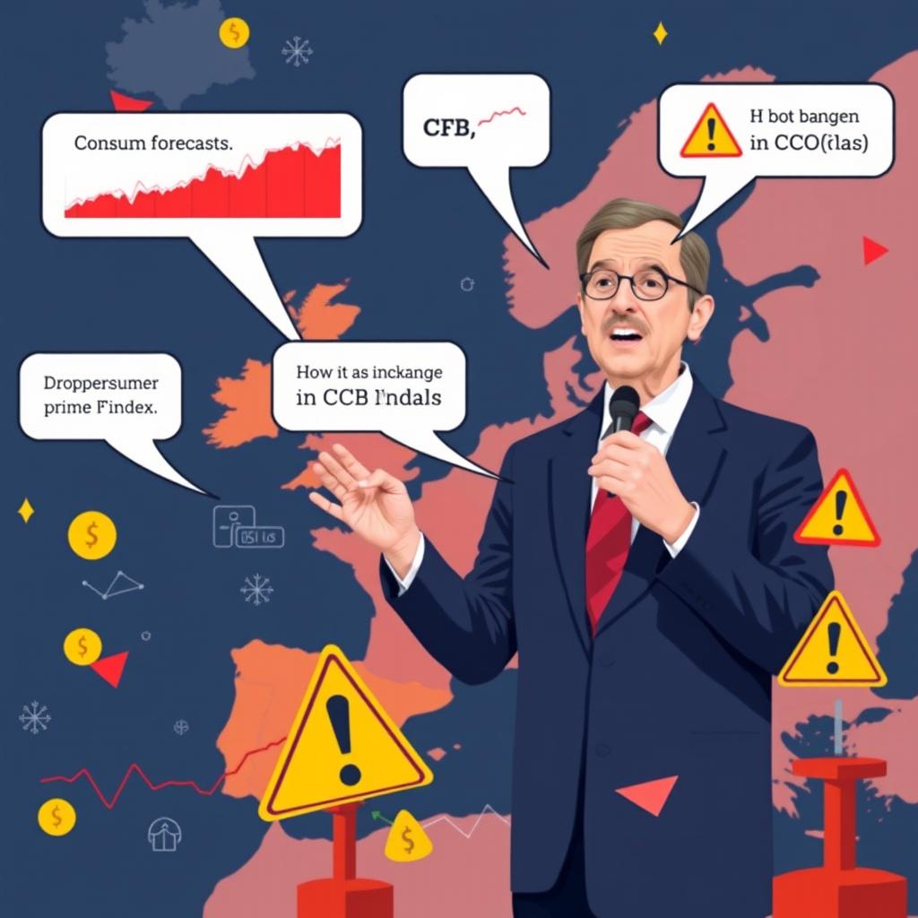 A dynamic and eye-catching digital illustration capturing the urgency of Eurozone inflation news and the impact of the European Central Bank (ECB) signals on portfolios