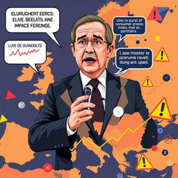 A dynamic and eye-catching digital illustration capturing the urgency of Eurozone inflation news and the impact of the European Central Bank (ECB) signals on portfolios