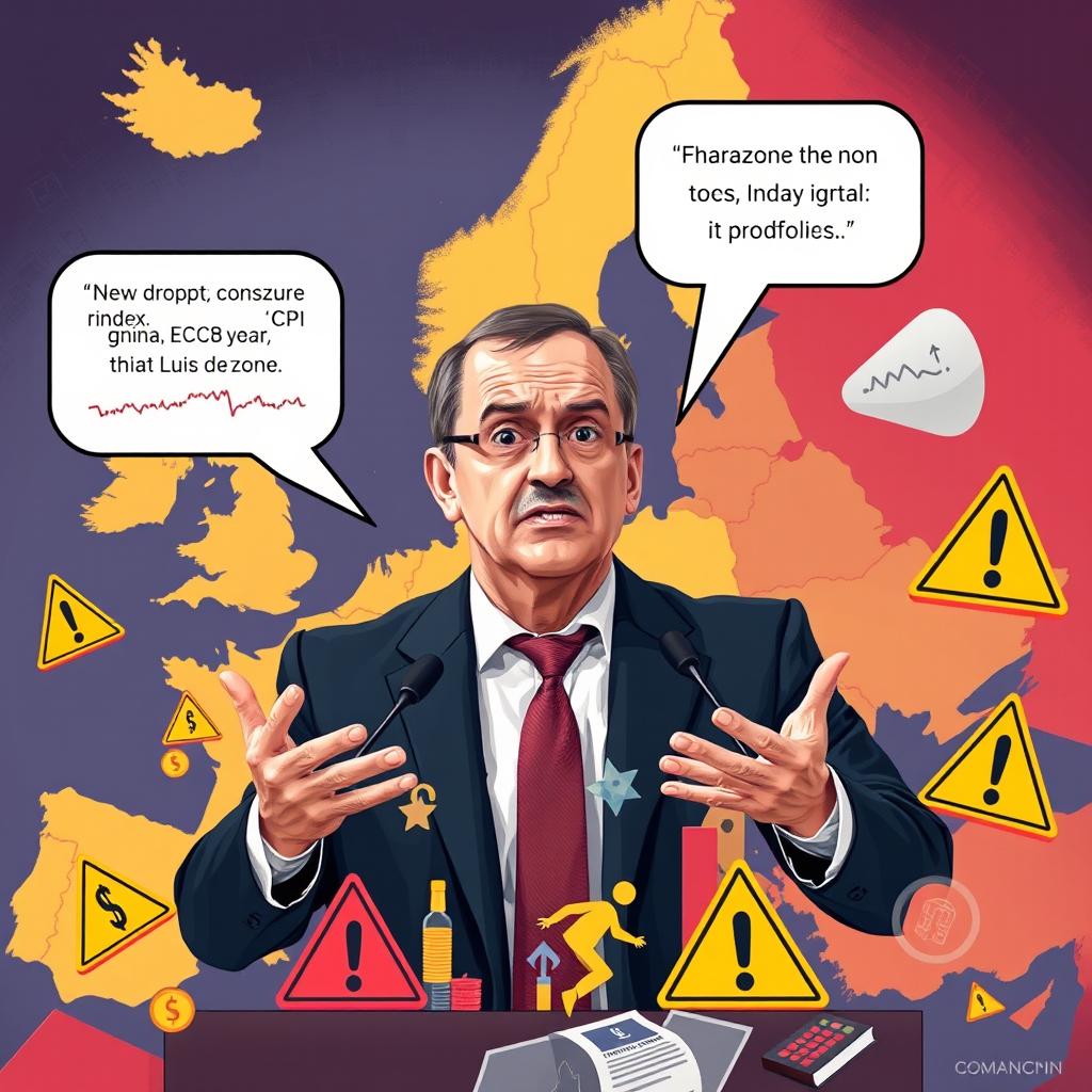 A dynamic and eye-catching digital illustration capturing the urgency of Eurozone inflation news and the impact of the European Central Bank (ECB) signals on portfolios