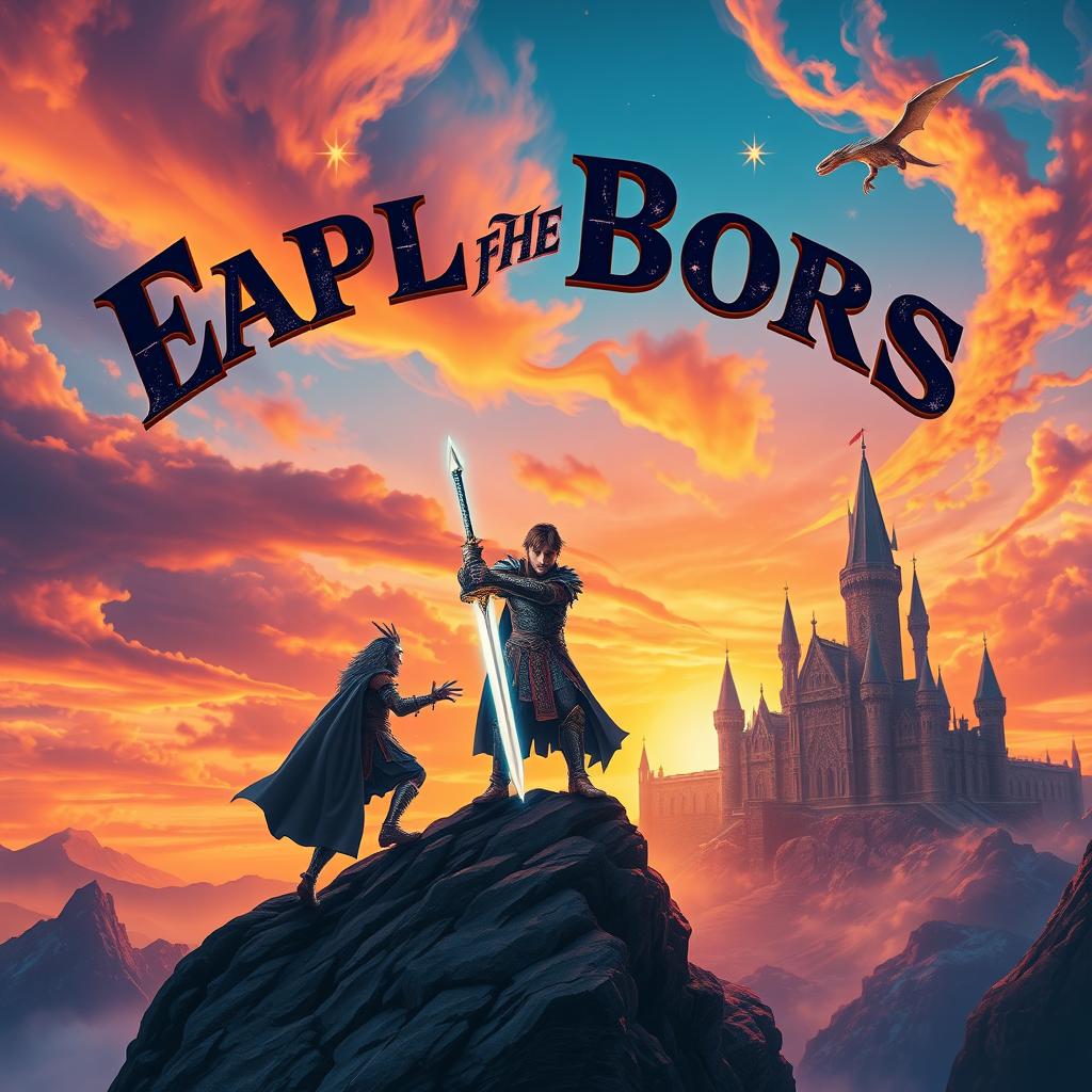 A vibrant and captivating film poster featuring an epic fantasy landscape