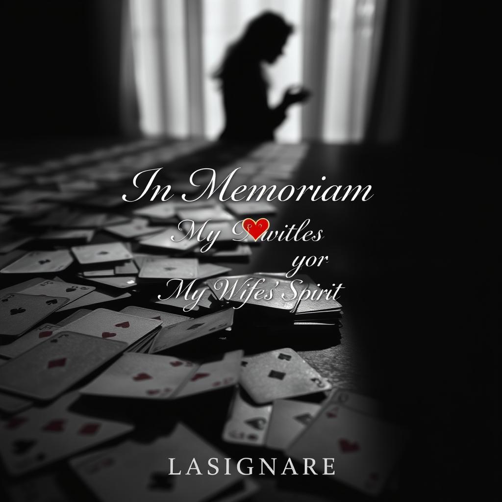 An evocative e-book cover design featuring an array of playing cards, artistically scattered across the foreground