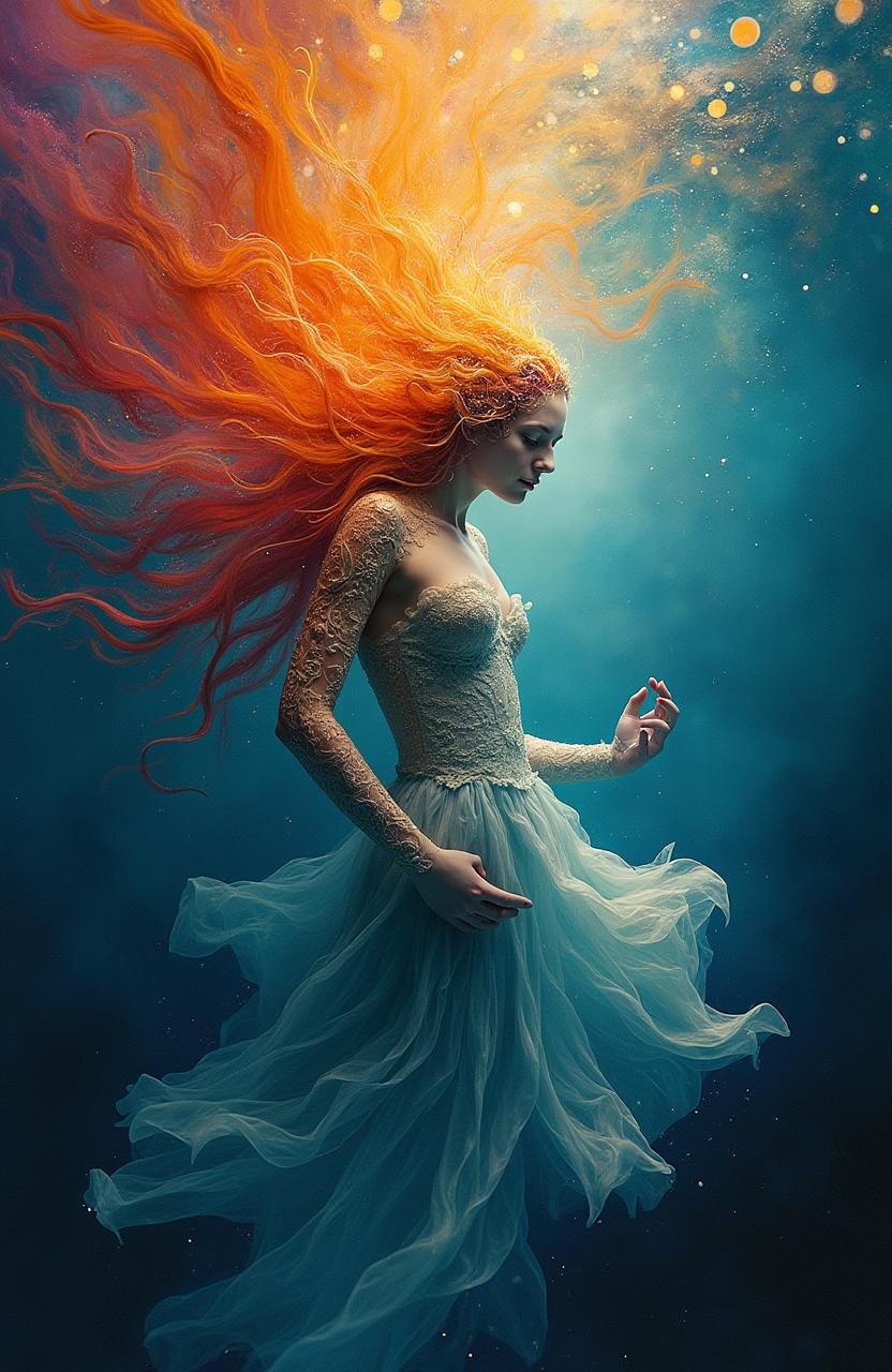 An unsettling and colorful surreal fine art depiction of the Celtic Aos Sí, featuring ethereal and mystical elements that represent the spirit beings of Celtic mythology