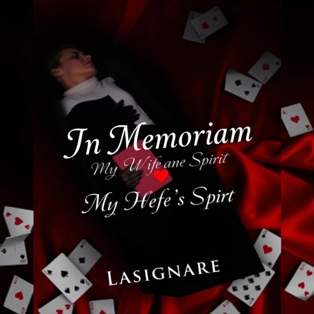 An e-book cover depicting the shadow of a woman lying in a coffin while holding a notebook