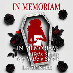 A novel cover featuring a silhouette of a woman inside a coffin made of playing cards, holding a notebook