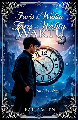 A captivating book cover design for a novel titled 'Faris & Waktu'