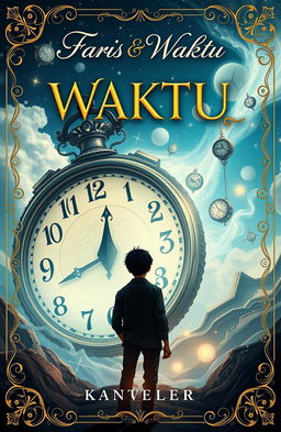 A captivating book cover design for a novel titled 'Faris & Waktu'