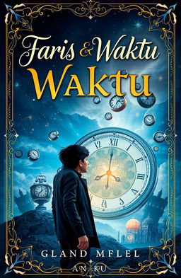 A captivating book cover design for a novel titled 'Faris & Waktu'