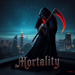 A captivating book cover design for a horror and romance novel titled 'Mortality'