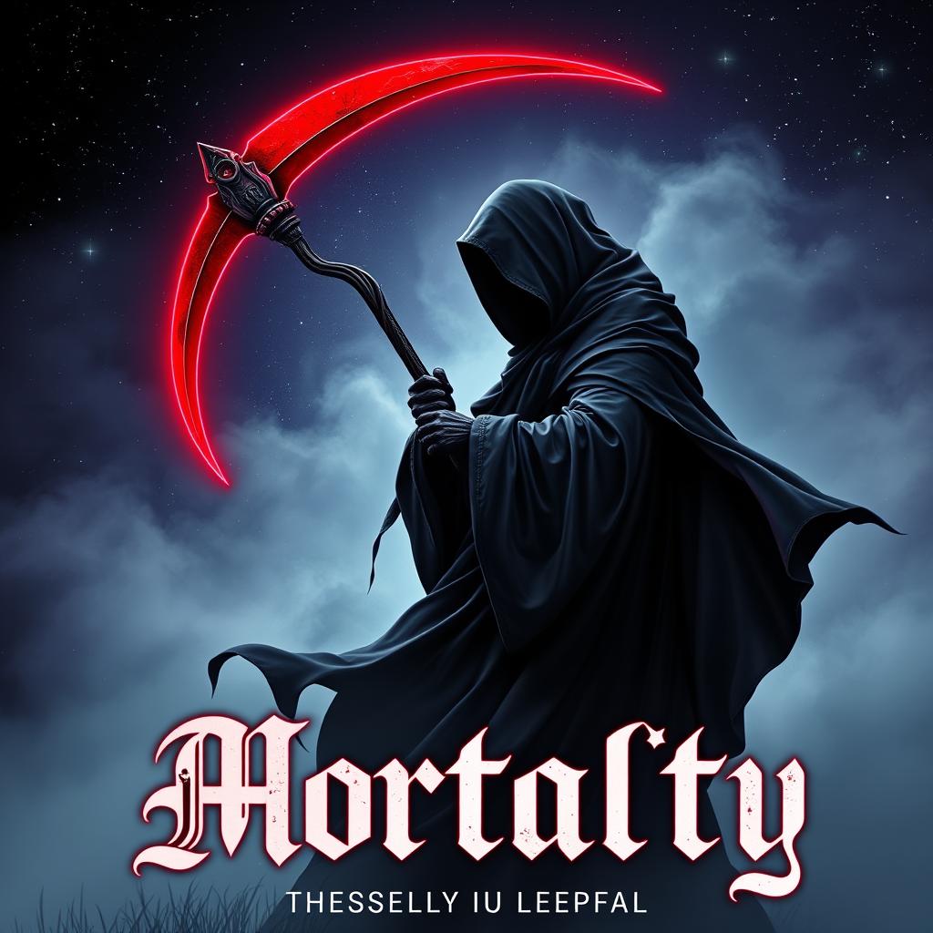 An enchanting book cover design for a horror and romance novel titled 'Mortality'