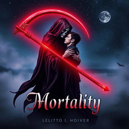 An enchanting book cover design for a horror and romance novel titled 'Mortality'