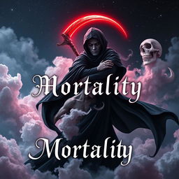 An enchanting book cover design for a horror and romance novel titled 'Mortality'