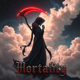 A captivating book cover design for a horror and romance novel titled 'Mortality'