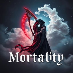 A captivating book cover design for a horror and romance novel titled 'Mortality'