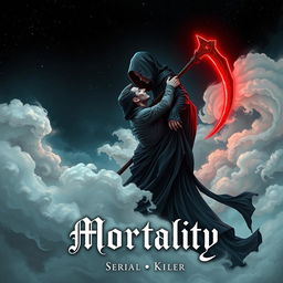 A striking book cover design for a horror and romance novel titled 'Mortality'