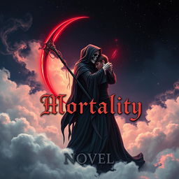 A striking book cover design for a horror and romance novel titled 'Mortality'