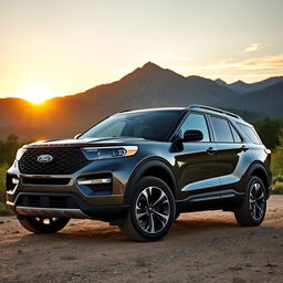 A modern 2024 Ford Explorer, showcasing its bold and dynamic design, with a rugged exterior featuring sleek lines and an imposing front grille