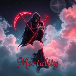 A mesmerizing book cover design for a romance novel titled 'Mortality'