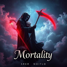 A mesmerizing book cover design for a romance novel titled 'Mortality'