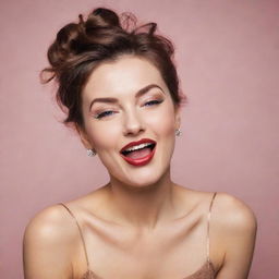 A chic, coquettish woman playfully winking, encapsulating a mood of fun and flirtatious charm.