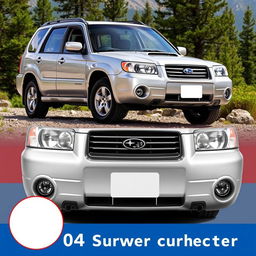 A silver Subaru Forester, showcasing a front bumper design specifically from the 2004 model