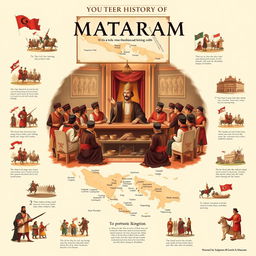 An engaging visual representation of the political history of Mataram, highlighting key events and figures that shaped its governance