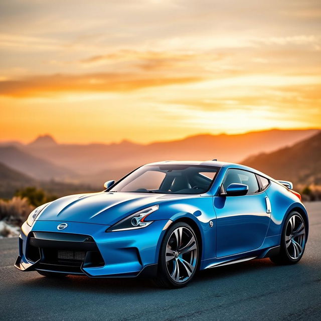 A sleek and futuristic 2025 Nissan Z sports car, showcasing its elegant lines and aerodynamic design