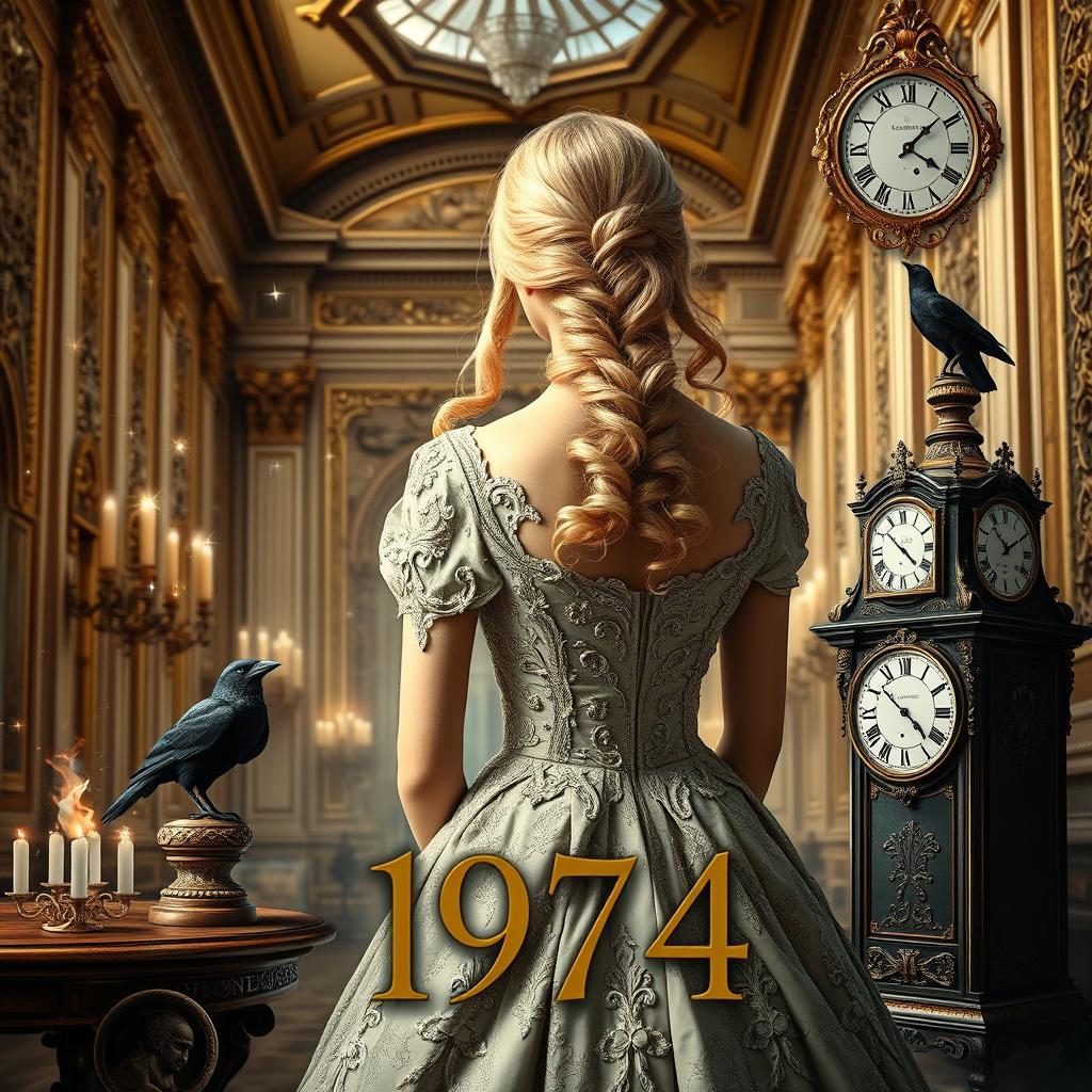 A captivating book cover depicting a scene set in Versailles in the year 1774