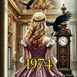 A captivating book cover depicting a scene set in Versailles in the year 1774