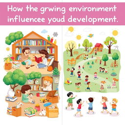 An educational and insightful illustration depicting how the growing environment influences a child's development