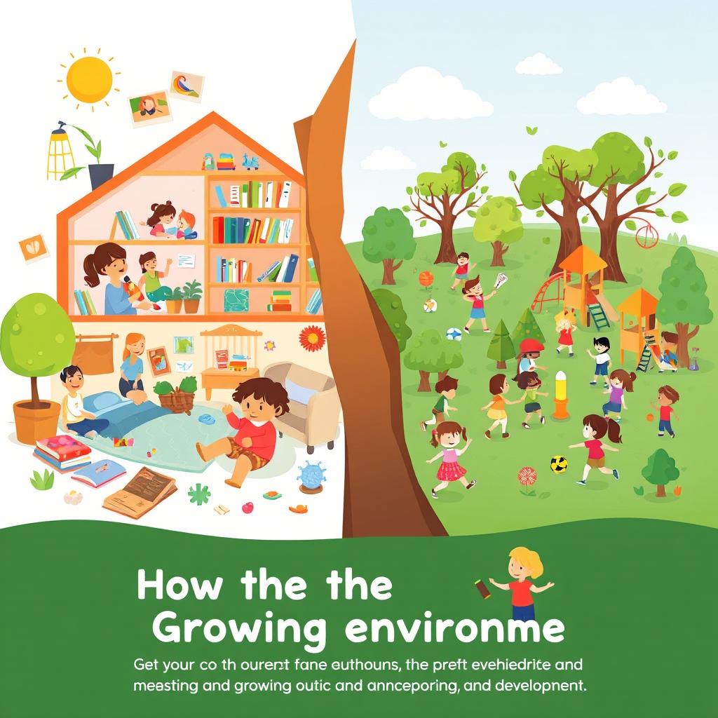 An educational and insightful illustration depicting how the growing environment influences a child's development