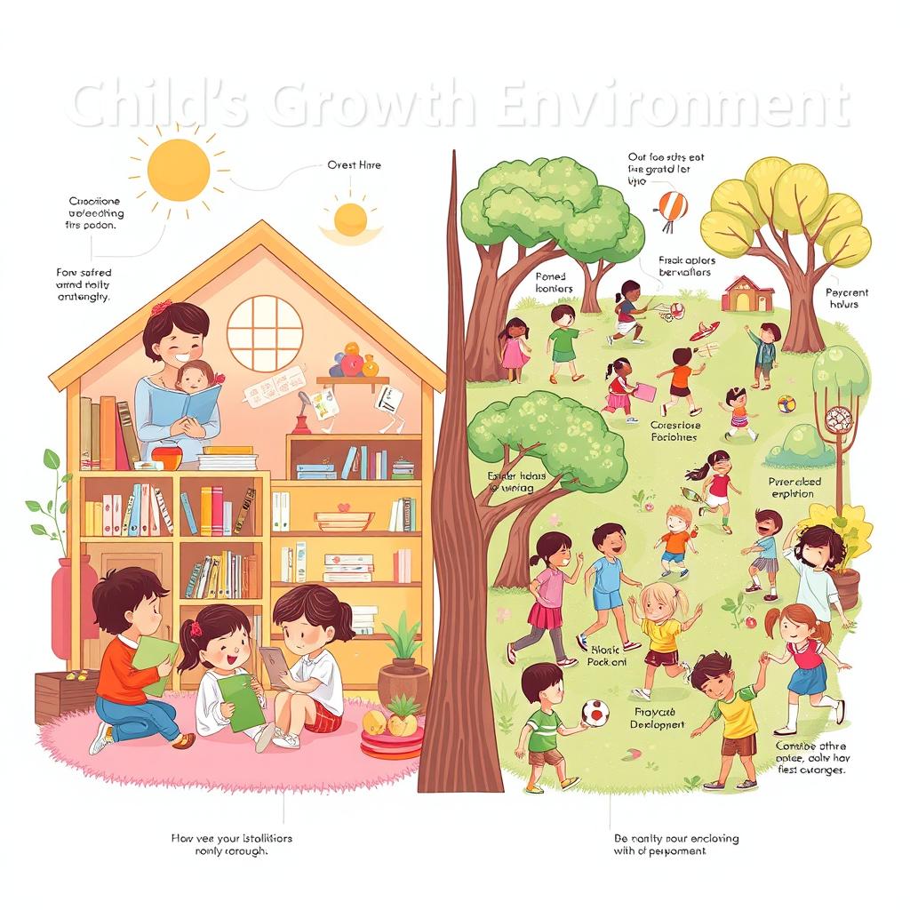 A detailed and insightful visual representation illustrating how a child's growth environment influences their development