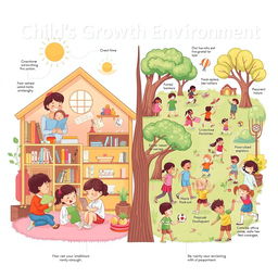 A detailed and insightful visual representation illustrating how a child's growth environment influences their development