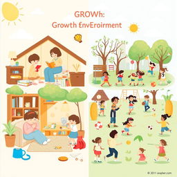 A detailed and insightful visual representation illustrating how a child's growth environment influences their development