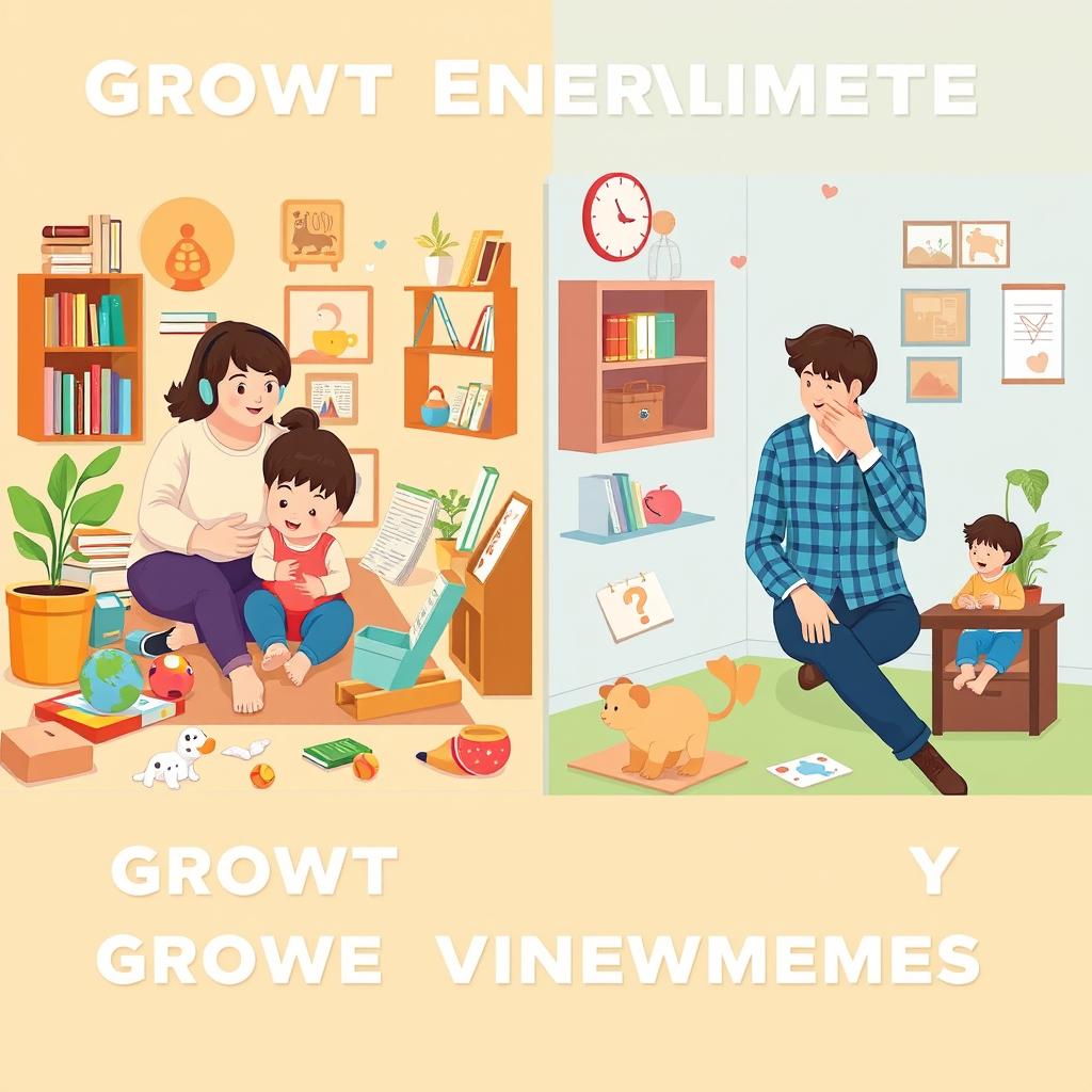 An insightful image showcasing the influence of different growth environments on a child's development