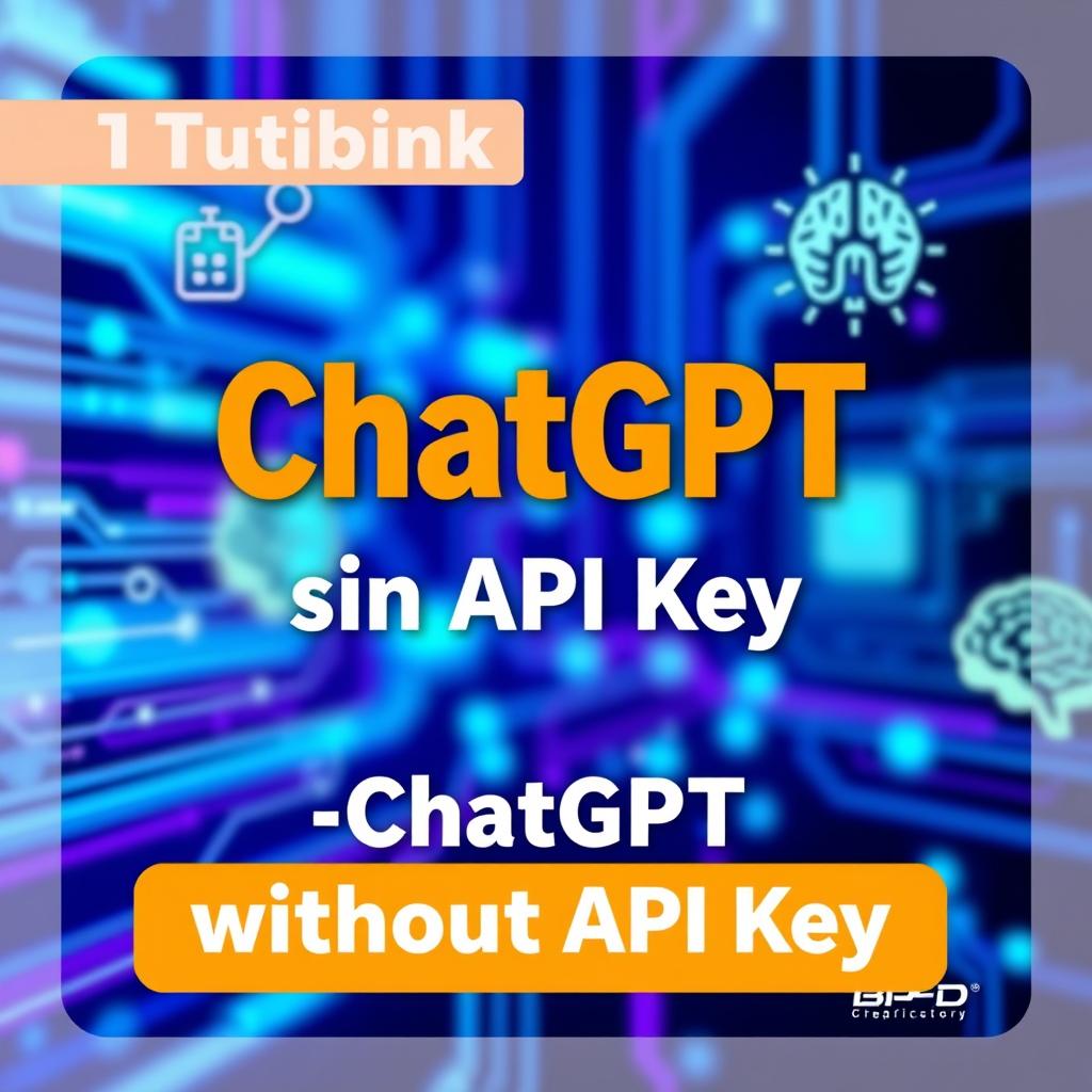 A visually appealing and modern YouTube thumbnail for a tutorial titled 'ChatGPT sin API Key'