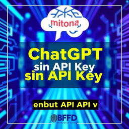 A visually appealing and modern YouTube thumbnail for a tutorial titled 'ChatGPT sin API Key'